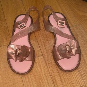 Mini Melissa Pink and Brown Heart Slippers